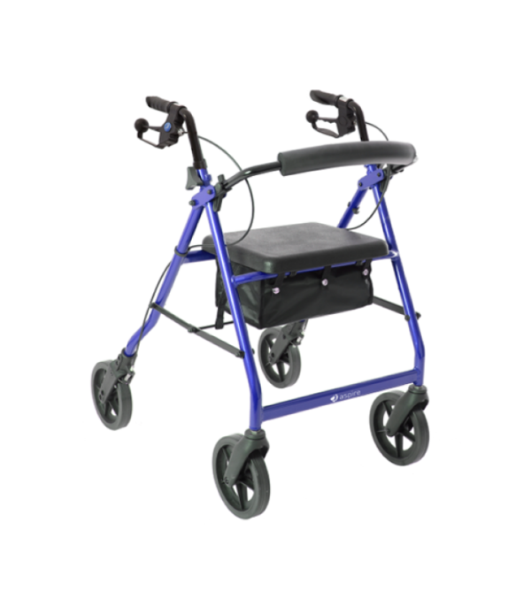 Aspire Deluxe Seat Rollator Walker - Blue (130kg)