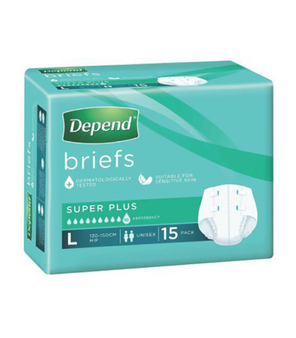 Depend Briefs Super Plus Unisex (15PK | Large)