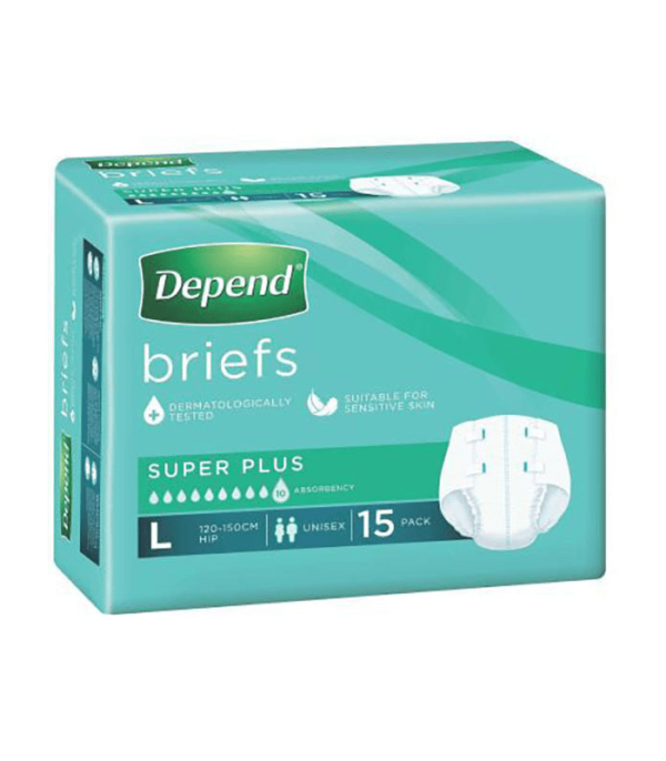 Depend Briefs Super Plus Unisex (15PK | Large)