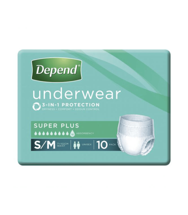 Depend Super Plus Underwear 3-in-1 Protection S/M (40 ONLY)