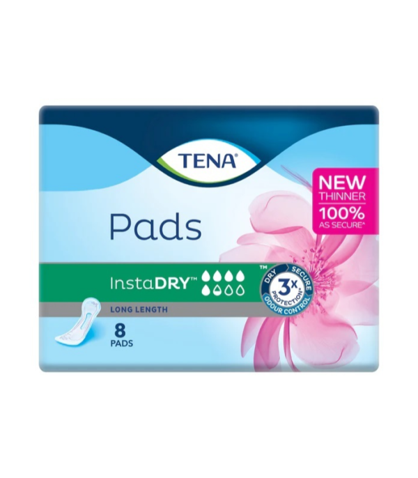 Tena Pads InstaDRY™ Long Length (8PK)