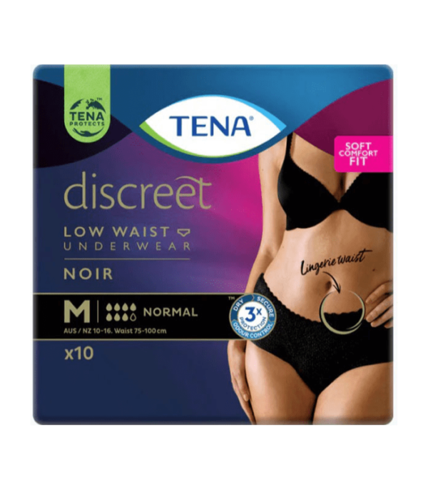 Tena Pants Women Discreet Low Waist Black (10PK | Medium)